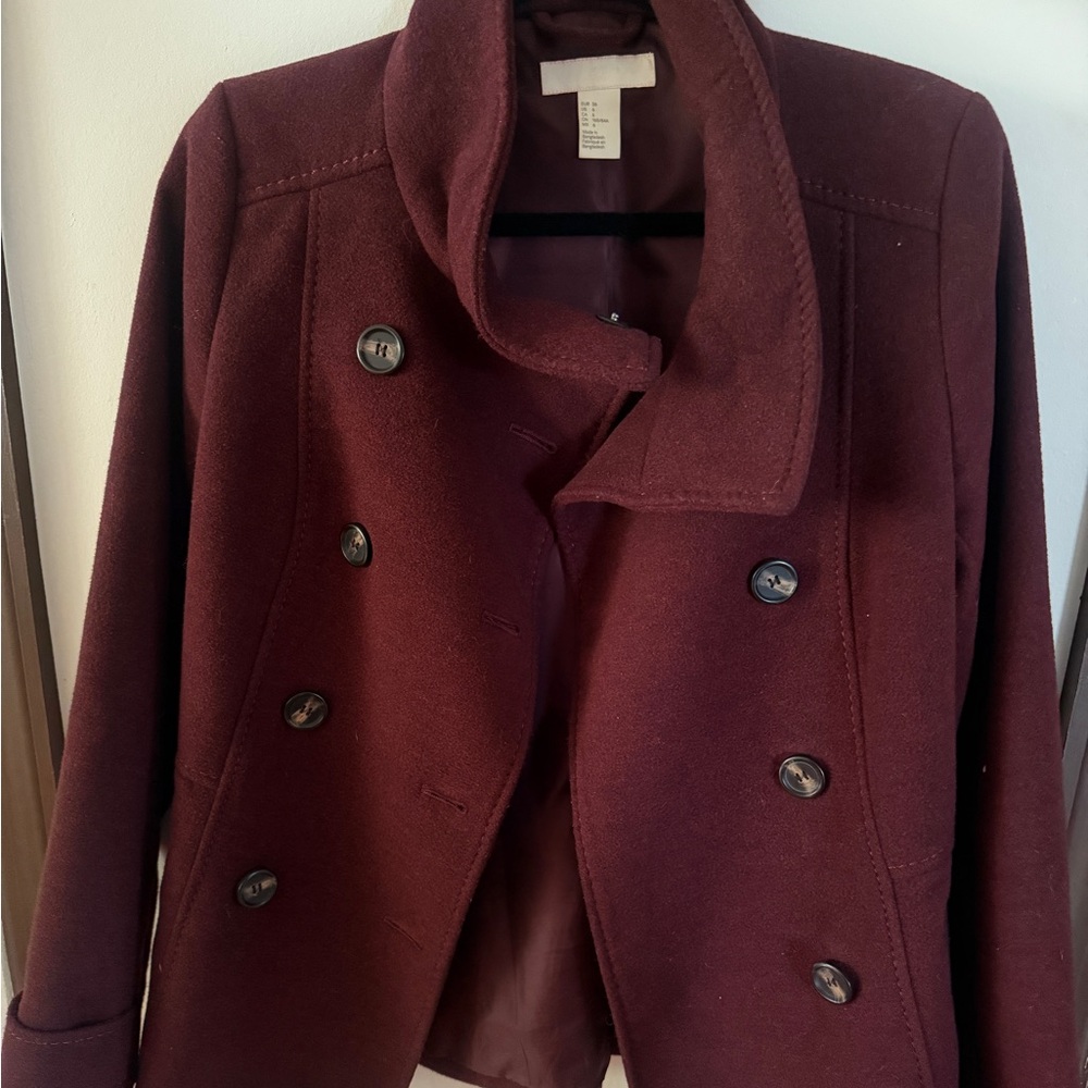 H&M Burgundy Pea Coat